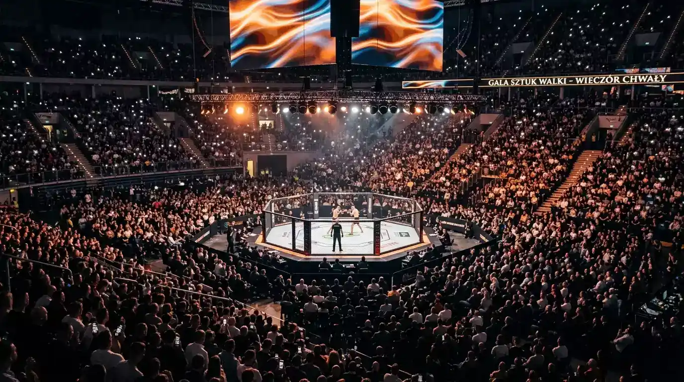 Arena podczas gali Fame MMA - widok na klatkę i widownię